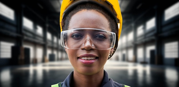 Een portret van een industriearbeider op de werkplek, een uitzonderlijke industriële baan