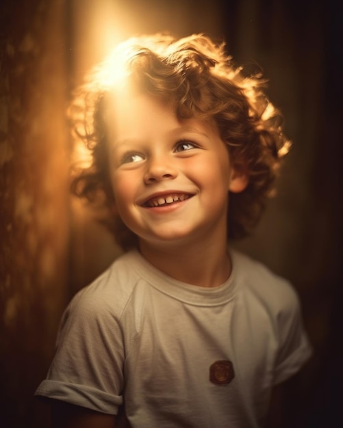 Een portret van een kind dat schittert in de zonnestralen
