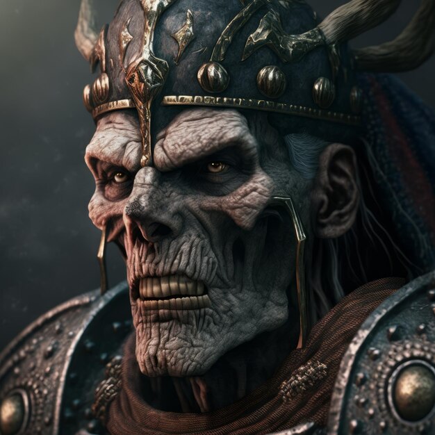 Een portret van een krijger uit het spel warhammer.