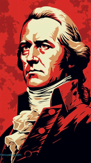 een portret van een man met een rode achtergrond