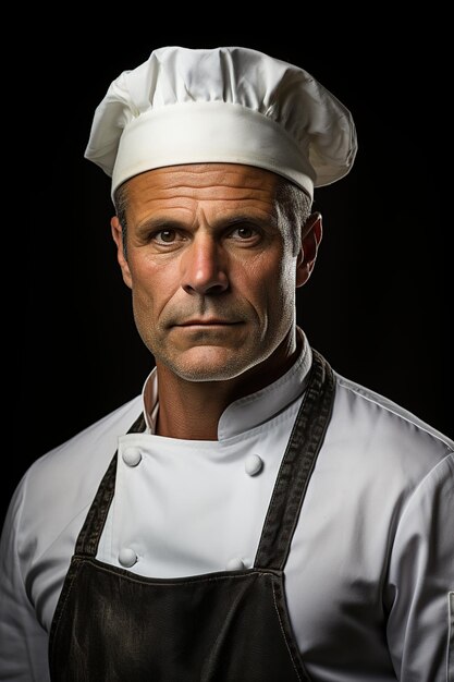 Foto een portret van een mannelijke blanke chef-kok die naar de camera kijkt