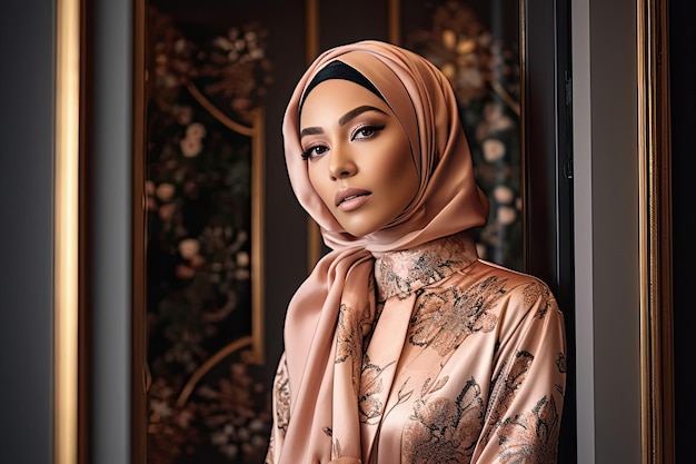 Een portret van een moslimvrouw die een hijab draagt Generatieve Ai