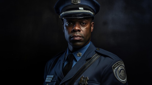Een portret van een politieagent op beurt.