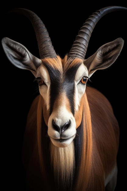 Een portret van een prachtige oryx of dikhoornantilope die de camera onder ogen ziet Generatieve AI