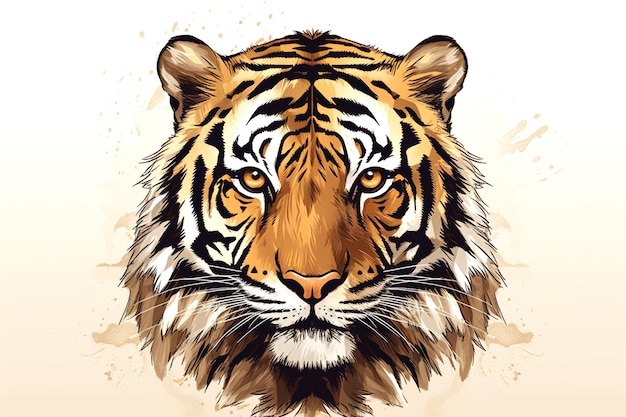 Een portret van een wild dier Tijger Illustratie