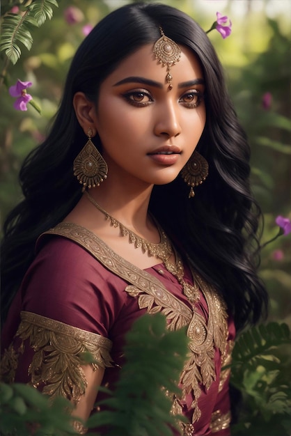 Een portret van voortreffelijke Indiase schoonheid