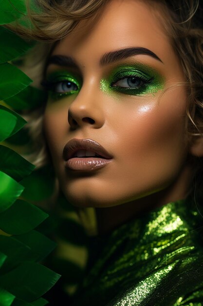 Foto een portretserie van individuen met groene make-up