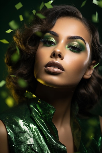 Een portretserie van individuen met groene make-up