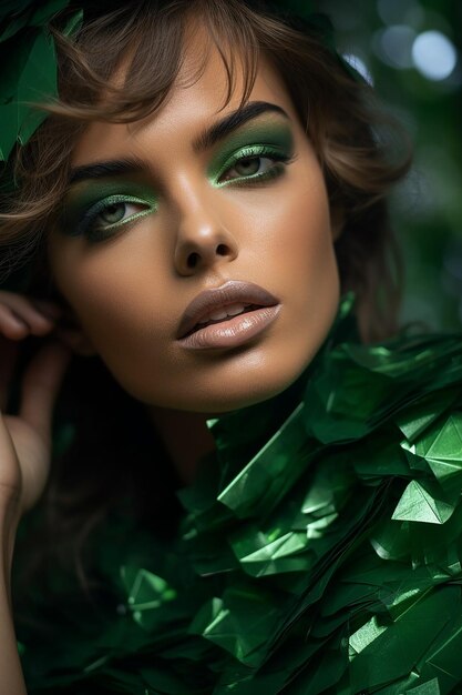 Een portretserie van individuen met groene make-up