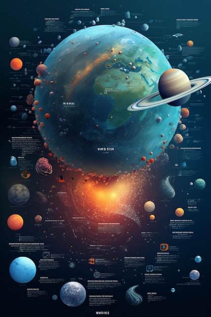 Een poster met daarop de planeten van het zonnestelsel.