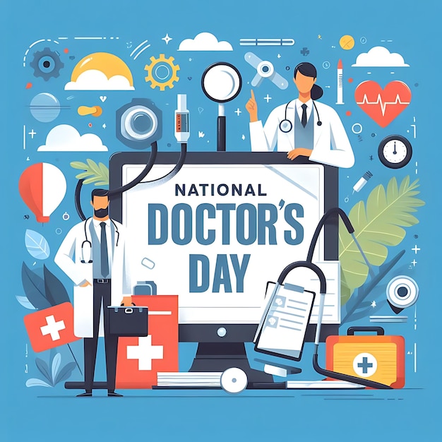 een poster met de tekst National Doctor's Day erop.