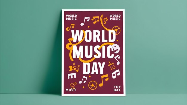 een poster met de wereldmuziekdag erop geschreven