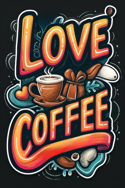 Een poster met de woorden liefde koffie en een kop thee ai