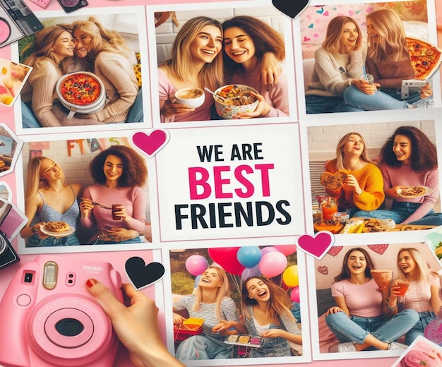 Foto een poster met een foto van meisjes met de woorden we zijn beste vrienden