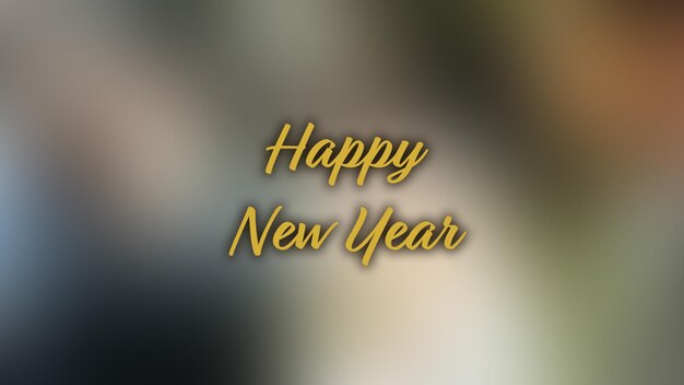 Foto een poster met een gele tekst waarop staat: gelukkig nieuwjaar.