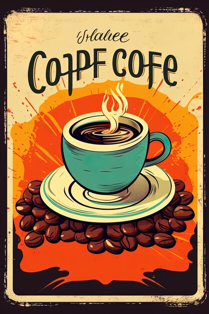 Foto een poster met een kop koffie en een kop koffie