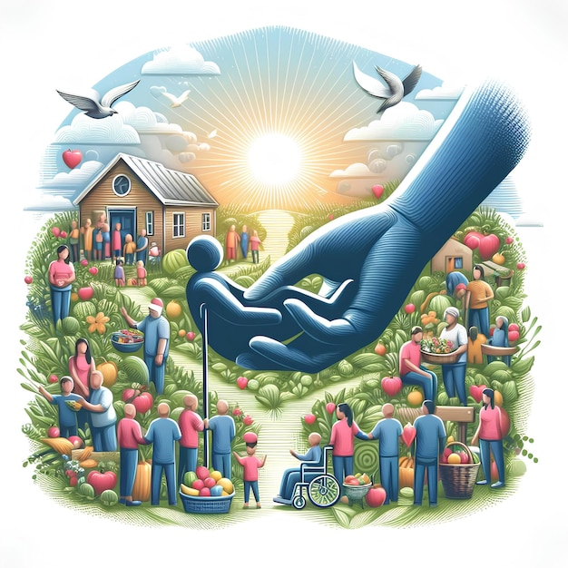 een poster met een persoon die een hand vasthoudt die een huis zegt