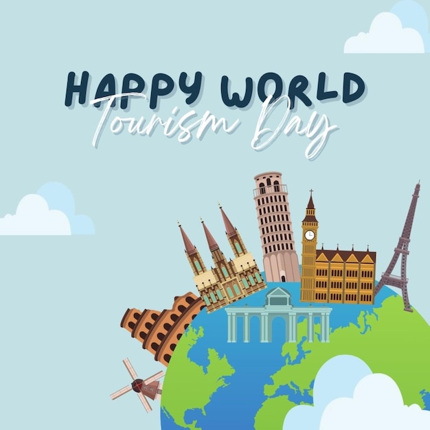 een poster met een wereldkaart en een stad erop