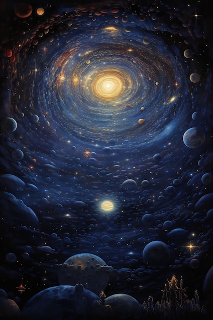 een poster met het universum erop