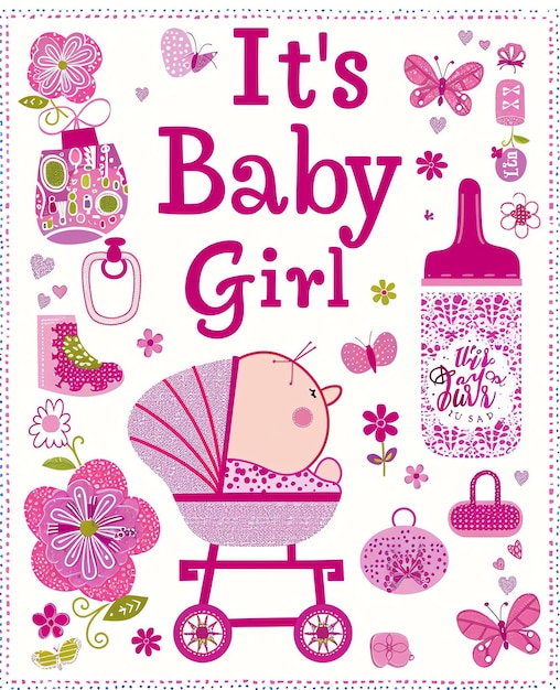 een poster van baby's met een baby in roze