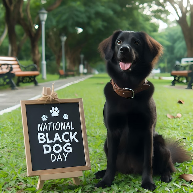 Foto een poster van de nationale zwarte hondendag