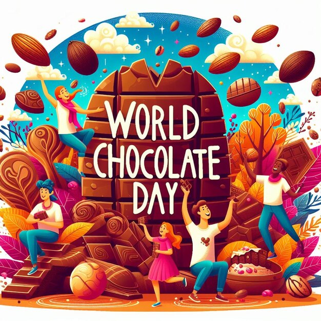 Foto een poster van een wereld chocolade wereld met chocolade