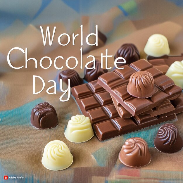 een poster van een wereld chocoladekoek met chocolades