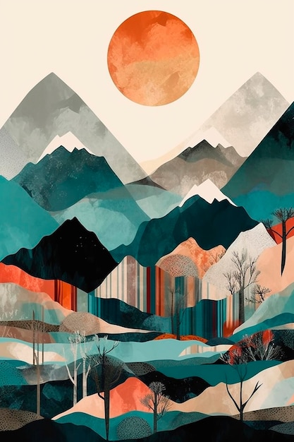 Een poster voor de bergketen van de kunstenaar