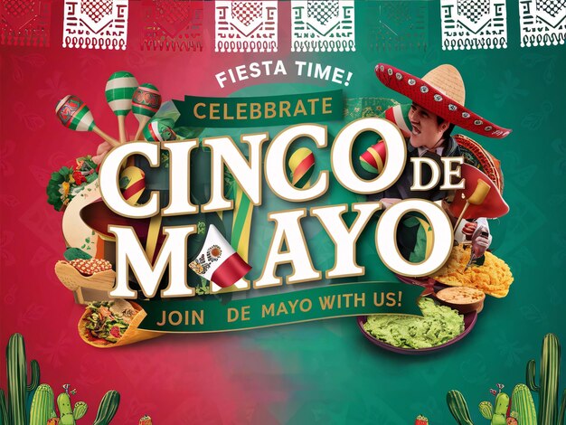 Een poster voor de Cinco de Mayo feestelijke viering