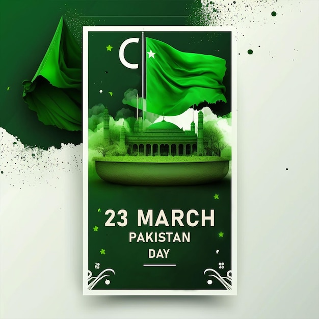Een poster voor de dag van maart met een vlag erop.
