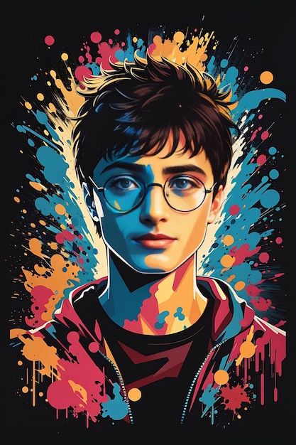 een poster voor de film genaamd de kunstenaar Harry Potter TSHIRT DESIGN AI GEGENEREERD