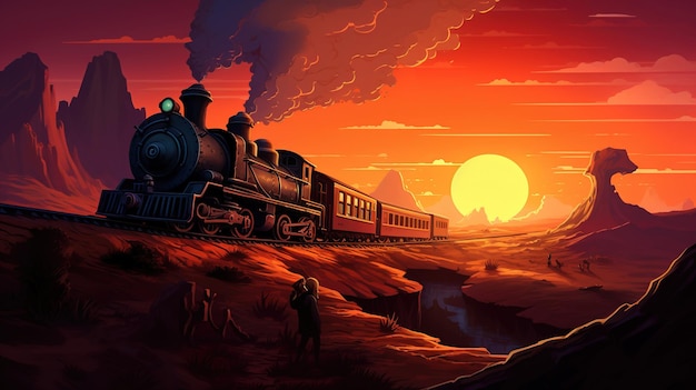 Een poster voor de film noemde de trein met een berg op de achtergrond.