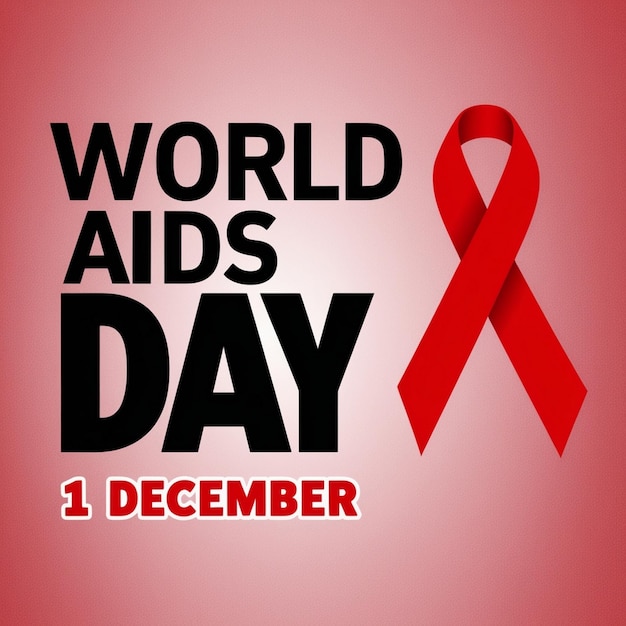 een poster voor de Wereld Aidsdag wordt getoond
