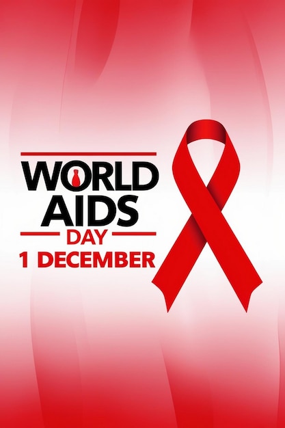 een poster voor de Wereld Aidsdag wordt getoond