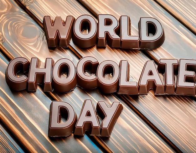 Foto een poster voor de wereld chocoladedag met chocolade op de achtergrond