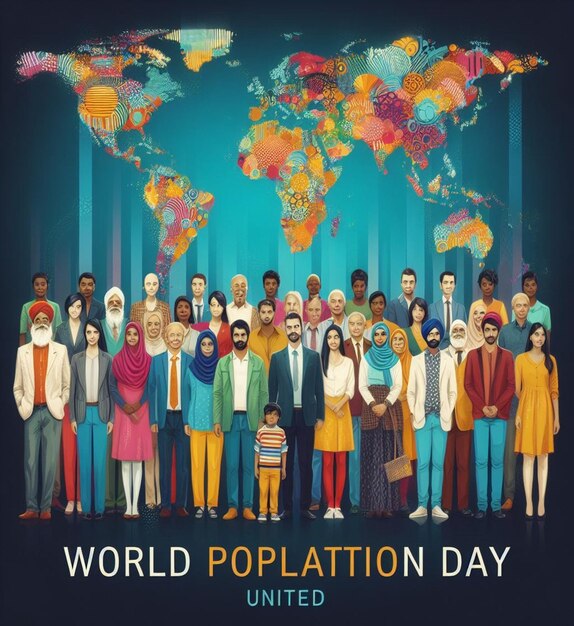 Foto een poster voor de wereldbevolkingsdag in de wereld