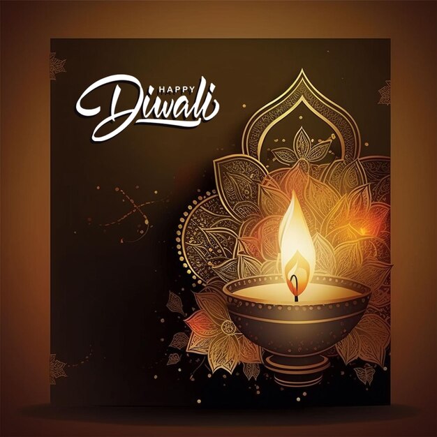 Een poster voor diwali met een kaars in het midden