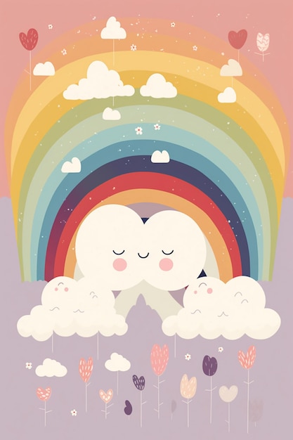 Een poster voor een babyshower met een regenboog en een paar tandpasta.