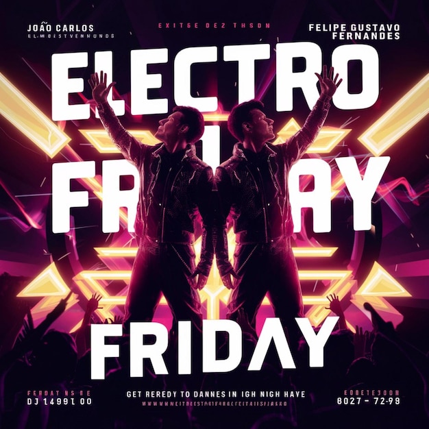 Een poster voor een evenement genaamd Electric Friday.