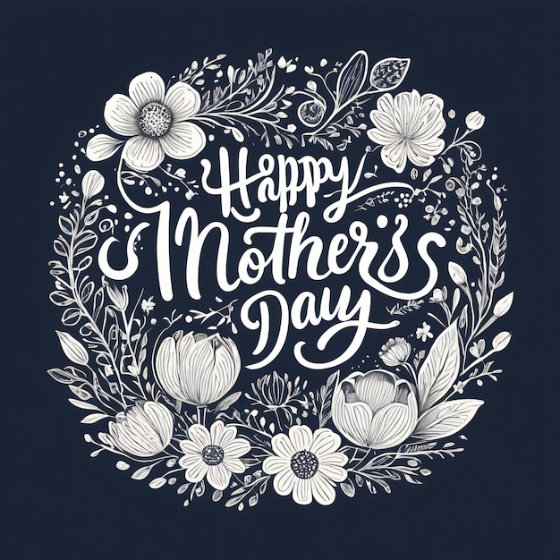 Foto een poster voor een gelukkige moederdag met bloemen en bladeren