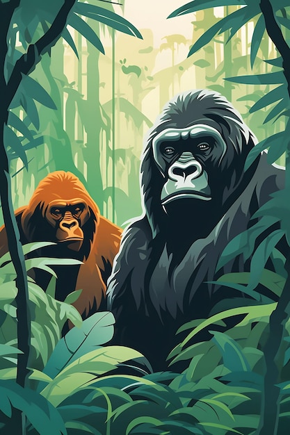 een poster voor een gorilla in de jungle