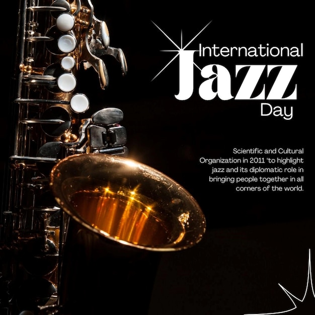 Foto een poster voor een jazzband met internationale muziek.