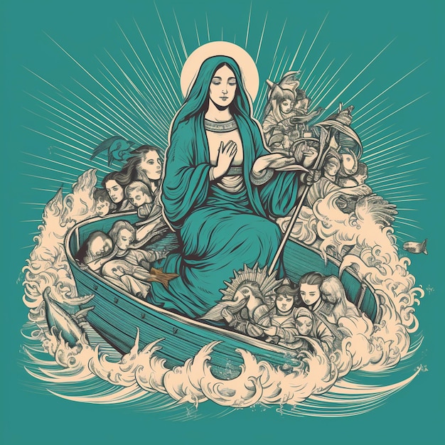 Een poster voor een kerk genaamd "de maagd Maria"