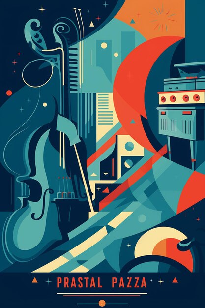 Een poster voor een muziekfestival genaamd de muziek van de jazzband.