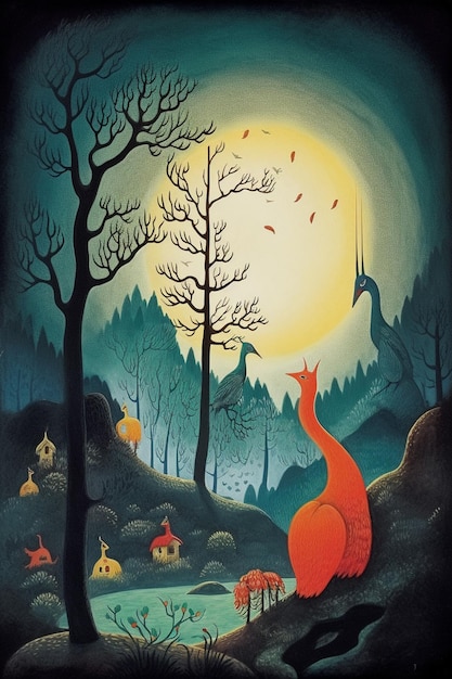 Een poster voor een nachtshow met een rode vos op de voorgrond.
