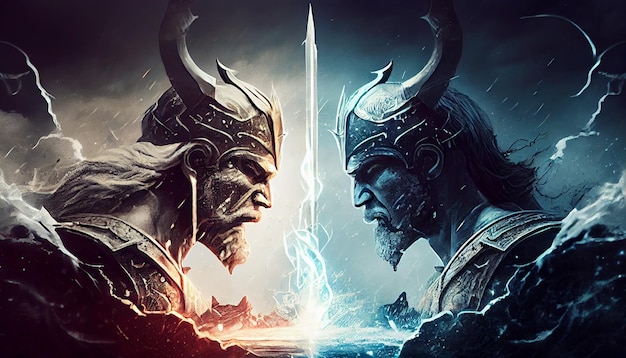 Een poster voor het spel viking en het zwaard