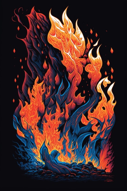 Een poster voor het vuurfestival van de band.