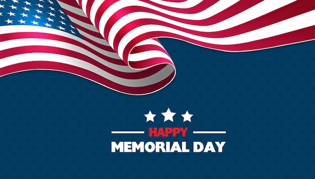 een poster voor Memorial Day met een vlag en tekst die Memorial Day zegt
