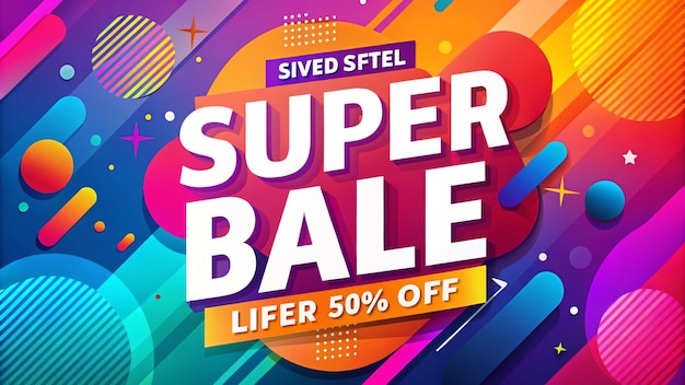 een poster voor superverkoop met het woord super erop