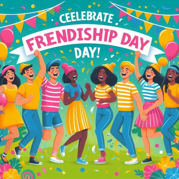 Foto een poster voor vriendschapsdag met een gelukkige vriendschaps dag